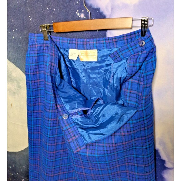 Vintage Pendleton Blue Plaid Wool Skirt Size 16 USA Made Geek Grunge Academia - Picture 5 of 8